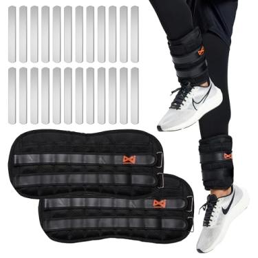 Imagem de Pesos de pulso ajustáveis, pesos de braço para mulheres e homens, pesos de pulso removíveis para treino físico, corrida, corrida, 1 par de 2 unidades (peso no tornozelo 5 kg)