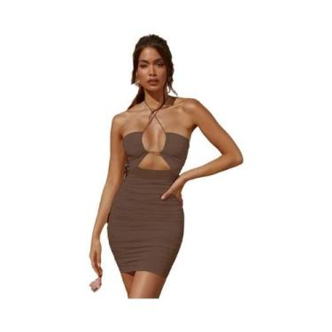 Imagem de Europeu e americano feminino 2024 verão novo vestido halter moda sexy 