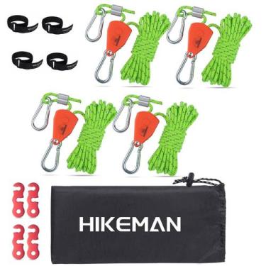 Imagem de Cuerda para Camping HIKEMAN con Roldana y Trinquete 4mm 4m (4 unidades