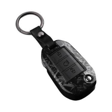 Imagem de Capa De Chave De Carro Estilo Fibra De Carbono ABS Para Peugeot Citroe
