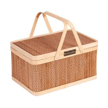 Imagem de Bothyi Cesta de bambu trançado, organizador de multiuso, ideal para frutas e pães, portátil para alimentos, da lua e outras frutas em