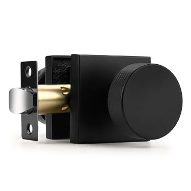 Imagem de Probrico Puxadores de porta pretos interiores, maçaneta de porta de passagem para armário de corredor, maçaneta quadrada de porta de armário com maçaneta redonda, 1 pacote