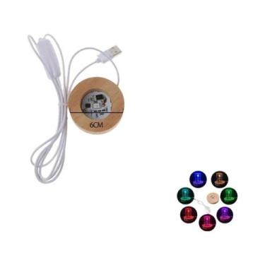 Imagem de Luminária Noturna LED RGB De Madeira Com Base USB Para Decoração De Me