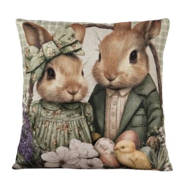 Imagem de Almofada De Páscoa Rustic Line Casal Coelho 499171 40cm