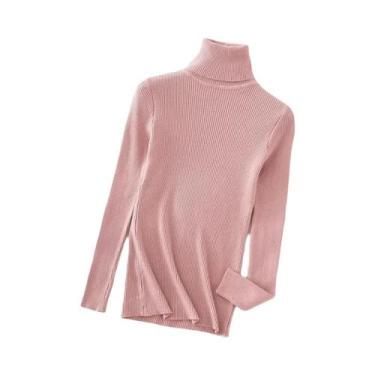 Imagem de Suéter Feminino De Gola Alta Slim Fit, Malha Macia E Elástica, Casual 