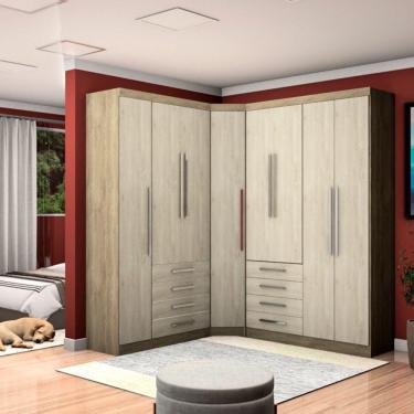 Imagem de Guarda Roupa De Canto 8 Portas Avelã Rústico Com Ártico