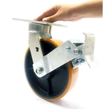 Imagem de Rodizio 8x2 C/placa E Freio Roda De Ferro 900 Kg