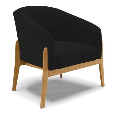 Imagem de Poltrona Decorativa Base de Madeira Stella Linho Preto D03 - D'Rossi