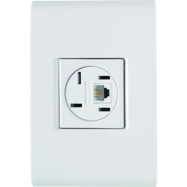 Imagem de Conjunto Liz Branco 4x2 com 1 Tomada Para Telefone 4p+rj11 57170018 Tramontina Cj.tomada P-telef