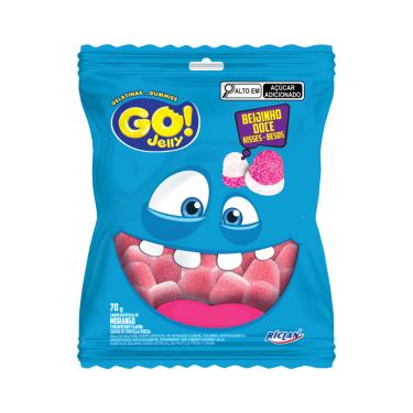 Imagem de Bala de Gelatina Morango Beijinho Doce Riclan 70g Sem Glúten