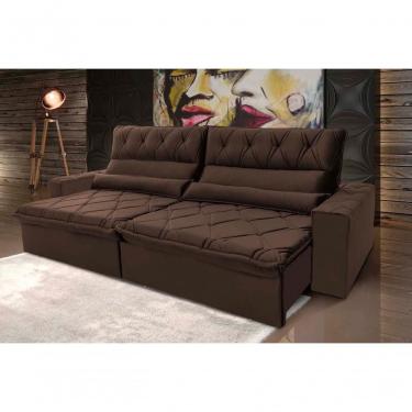 Imagem de Sofá Retrátil Reclinável França 2,30m Suede Velut Marrom Molas No Assento - King House