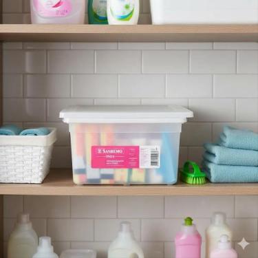 Imagem de Organizador Plastico 5L Branco Multiuso Com Tampa Sanremo