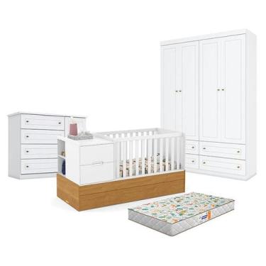 Imagem de Quarto de Bebê Americano 4 Portas com Berço Americano Multifuncional F