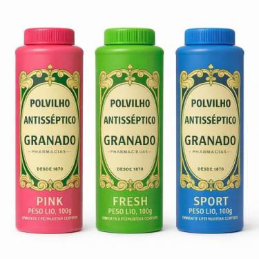 Imagem de Kit 3 Polvilho Granado Talco para Pés Sport Fresh Pink 100g