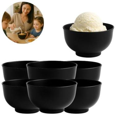Imagem de 6 Tigelas Bowl Oriental 400ml Melamina Preta Japonesa - Clink