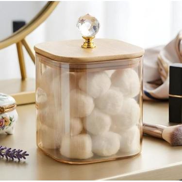 Imagem de Pote Hermético de Vidro 700ml Quadrado Âmbar com Tampa de Bambu - LUTH