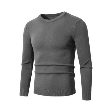Imagem de Suéter Masculino Slim Fit Com Gola Redonda, Leve E Macio, Manga Longa,