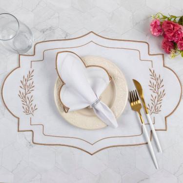 Imagem de Jogo Americano Sousplat Mesa Posta Bordado Guardanapo 12 Peças