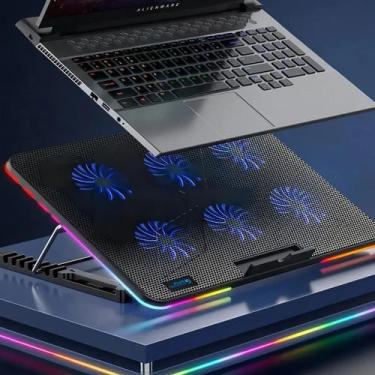 Imagem de Suporte Notebook Cooler Resfriamento Led Rgb Personalizável 6 Ventilad