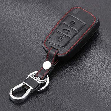 Imagem de WSWJDW Couro Car Key Case Cover Chaveiro Ring Key Bag, apto para Skoda Octavia 1 2 3 A5 A7 Kodiaq Karoq 2017 Rapid Fabia Superb Yeti, 2