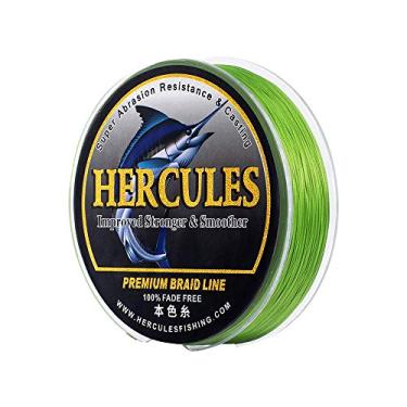 Imagem de HERCULES Linha de pesca trançada, não desbota, 1094 jardas de linhas PE, linha de peixe multifilamento de 8 fios, teste de 18 kg para água salgada e água doce, resistente à abrasão, verde fluorescente, 18 kg, 1000 m