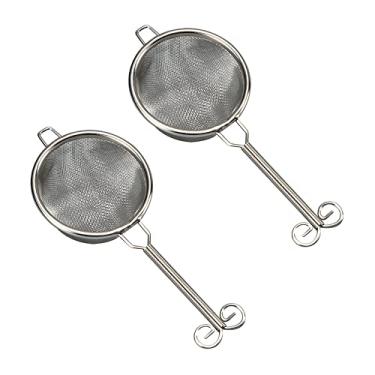 Imagem de UPTALY 2 peças de coadores de chá com cabo longo, peneira de chá de aço inoxidável 18/10, filtra o ralo de chá para o jogo de chá Kung Fu, infusor de chá pequeno, difusor de chá reutilizável, minippeneira de farinha