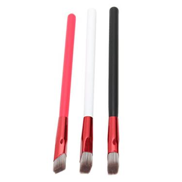 Imagem de 3 peças de pincel para contorno de corretivo de sobrancelha, pincel liso e afunilado, pincel de mistura de cosméticos macio, conjunto de pincéis de sobrancelha macios e angulados