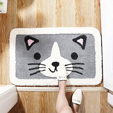 Imagem de jia cool Tapete de banheiro com desenho animado - Tapete de banheiro com pés fofos tapete macio absorvente para banheiro, dormitório, sala de cozinha (gatinho de 45 x 80 cm)