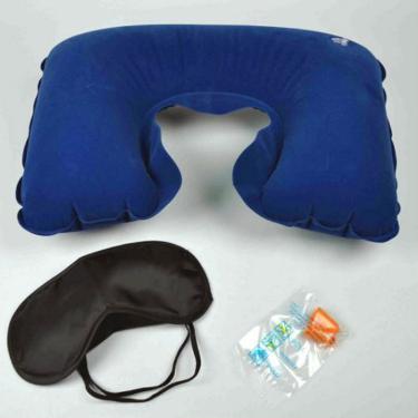 Imagem de Kit Viagem com Travesseiro Inflável Protetor de Ouvido e Máscara Lemat