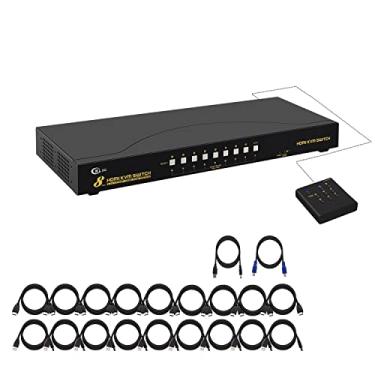 Imagem de CKLau Switch HDMI KVM de 8 portas 4Kx2K com cabos e hub USB 2.0, interruptor KVM para montagem em rack suporta comutação de mouse para teclado para Windows, Linux, Mac, Debian, Ubuntu, Fedora, Raspberry Pi e Ubuntu