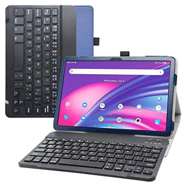 Imagem de Bige Capa para Teclado TCL Tab 10 5G, Capa de Couro PU com Teclado Removível para Tablets TCL Tab 10 5G TCL-9183W de 10,1 Polegadas, Azul Escuro