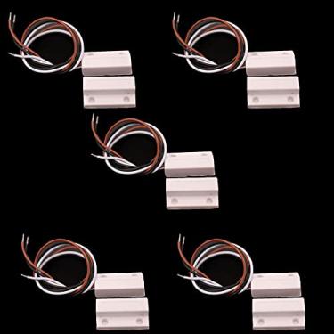 Imagem de 5X interruptor magnético palheta normalmente aberto fechado NC SEM alarme de porta de segurança/interruptor magnético de porta/interruptor de contato magnético/interruptor de junco para luz CC 5V 12V 24V (branco-m38-5 pçs)