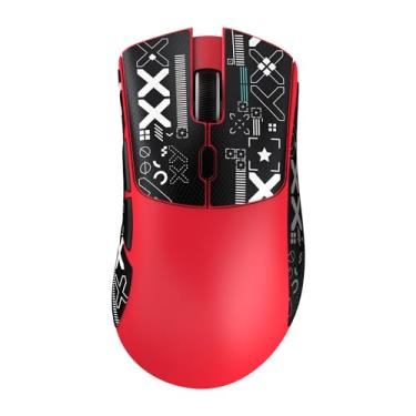 Imagem de MAMBASNAKE Attack Shark R1 Mouse para jogos sem fio, sensor óptico PAW3311 18K DPI, 59 g ultraleve 2,4 Ghz/BT/mouse de computador com fio para Win/Mac-Red & Tape