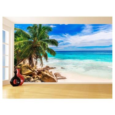 Imagem de Papel De Parede Coqueiros Praia Mar Azul Água 3,5M Npr306