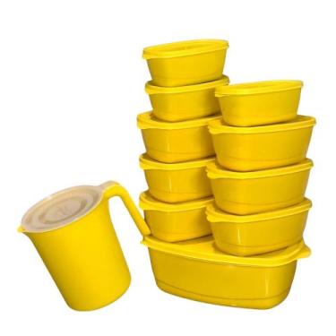 Imagem de Kit Completo 10 Potes Herméticos + Jarra 1.800ml - Casa Bella, Amarelo