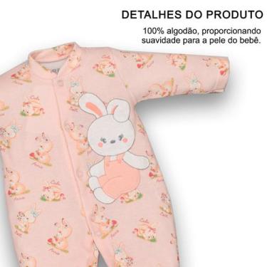 Imagem de Macacão Manga Longa Suedine Bebê Menina Coelhas Rosa Upi Uli, M