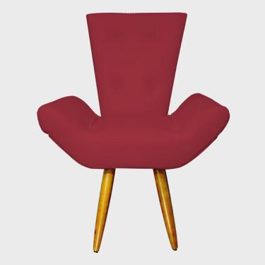 Imagem de Poltrona Decorativa Emília Barca Pés Palito Suede Vermelho - ds Estofados