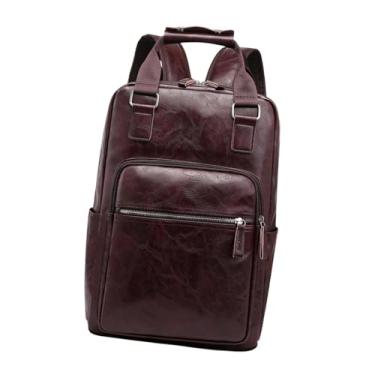 Imagem de Dynwave Bolsa de bateria de couro PU Bolsa de mochila de moda portátil Menlish Men Bag Drum Travel Laptop Backpack Drum Acessórios, Marrom Escuro
