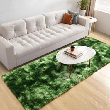 Imagem de Larhom Nuttumico Tapetes de corredor ultra macios de 6 x 1,8 m para quarto com suporte de borracha antiderrapante atualizado, tie-dye verde, felpudo, tapetes para corredores, cabeceira, berçário