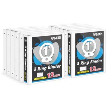 Imagem de Fichário de 3 anéis de 2,5 cm, pacote com 12 fichários de 2,5 cm PANDRI serve para papel de carta de 21 x 28 cm, fichários versáteis para escritório, casa, escola, 2 bolsos, branco