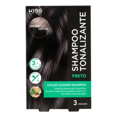 Imagem de Shampoo Tonalizante Color Change Kiss New York Cobre Brancos, 1 Preto