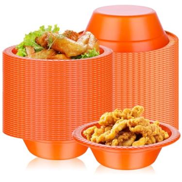 Imagem de DI QIU REN 100 tigelas de plástico descartáveis de 355 ml, copos de sobremesa, sorvete, lanche, salada, sopa, tigelas de servir alimentos (laranja)