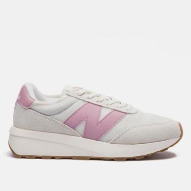 Imagem de Tênis New Balance 370v1 Unissex, Branco, Rosa, 36