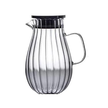 Imagem de Potes de Bebida Jarra de Vidro 1.8L Borossilicato e Aço Inox Cozinha Mesa Suco Água(Cinza)