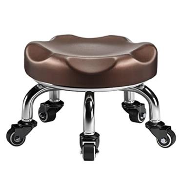 Imagem de Banquetas de rolamento baixo com 5 rodas, banco de rolo de couro PU para escritório doméstico garagem loja bancos para garagem, jardinagem, pedicure, fitness (cor: C, tamanho: 38 * 38 * 21 cm) (C 38 x