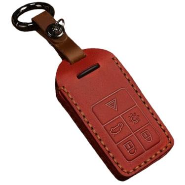 Imagem de Capa de couro para chave remota de carro, compatível com volvo xc60 v60 s60 xc70 v40, acessórios automotivos, proteção total(Red A)