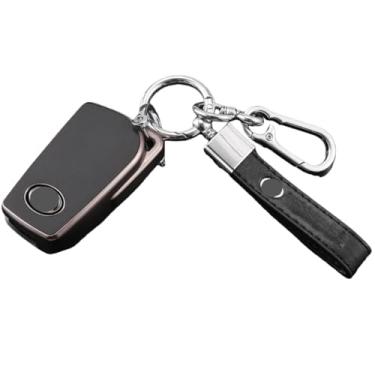 Imagem de Capa para chave flip de carro em TPU compatível com Toyota Auris/Corolla/Avensis/Verso/Yaris/Aygo/Scion TC/IM /Camry/RAV4/Forturner/Hilux Acessórios(D-black keyring)