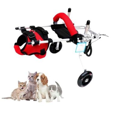 Imagem de Cadeira de rodas ajustável para cães com deficiência, carrinho de carrinho de gato de 2 rodas, andador de suporte de perna traseira para cães e gatos idosos com artrite - tamanho médio