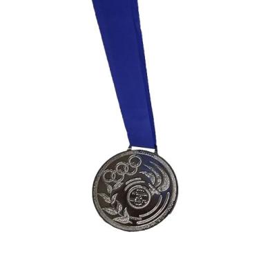 Imagem de Medalha de Bronze Honra Ao Mérito Espelhada Brilhante 767 Com Fita Azu