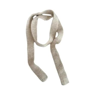 Imagem de Cachecol Feminino Listrado De Pelúcia Versátil Fino Estreito Longo Est